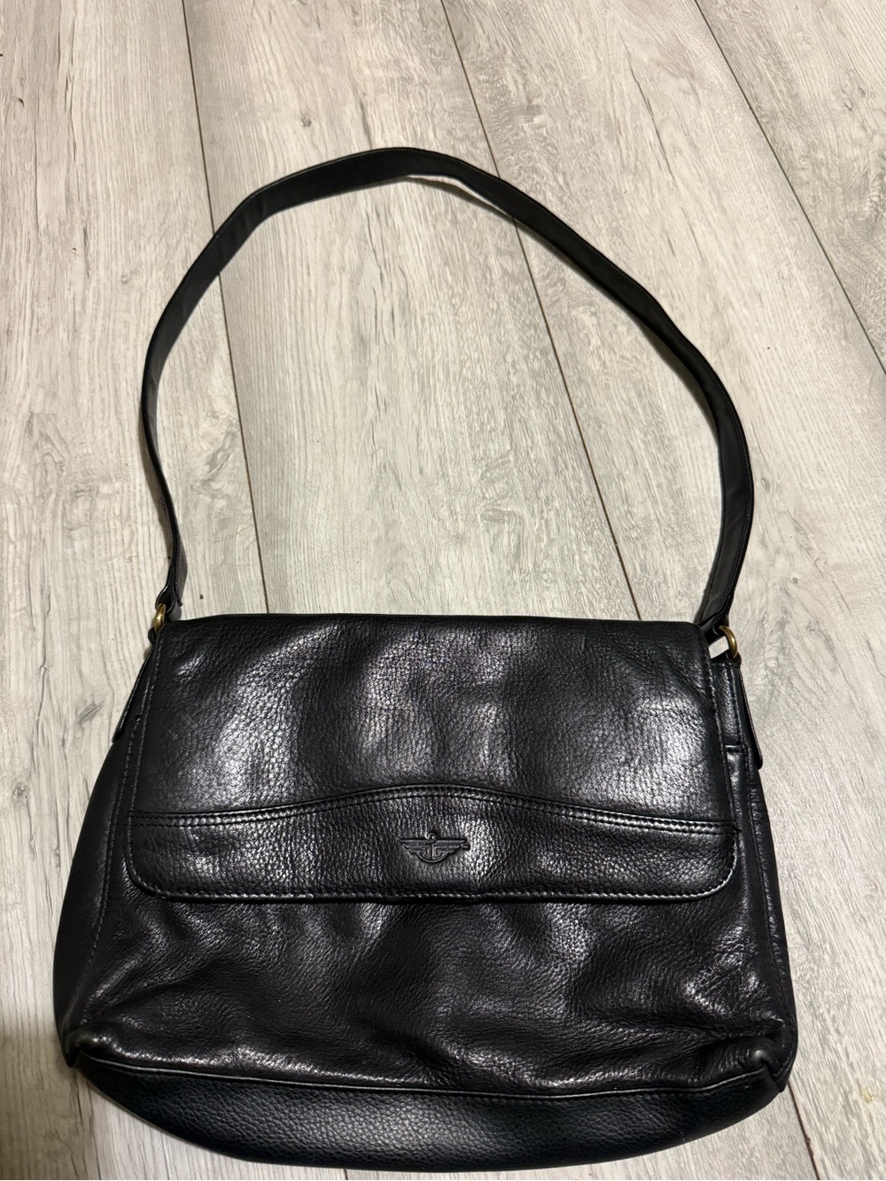 Classic Black Genuine Leather Shoulder Bag